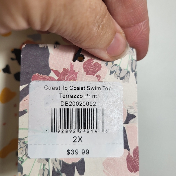 NWT DownEast by Ashley Reeves Terrazzo tankini swim top, women's 2X #1851 - Picture 5 of 6